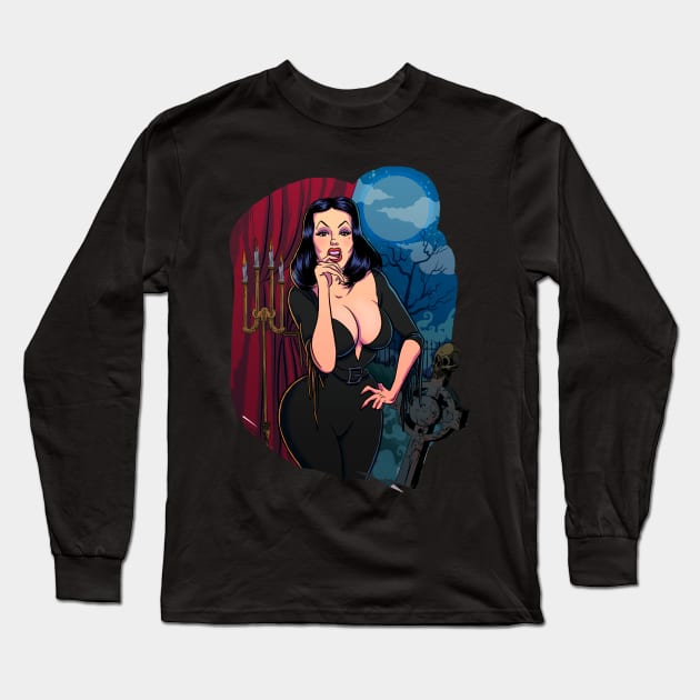 vampira Long Sleeve T-Shirt by Creepsandbabes